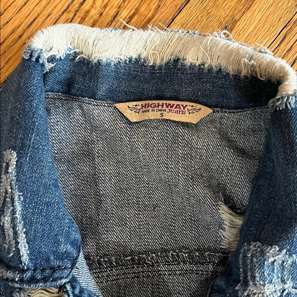 Highway Jeans Dark Blue Distressed Kids Jean Jacket - Picture 2 of 5